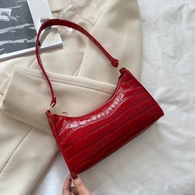 Alligator Pattern PU Leather Handbag - Womens Small Armpit Messenger Bag - ZOOMNSTORE