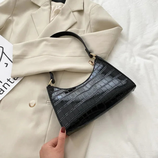 Alligator Pattern PU Leather Handbag - Womens Small Armpit Messenger Bag - ZOOMNSTORE