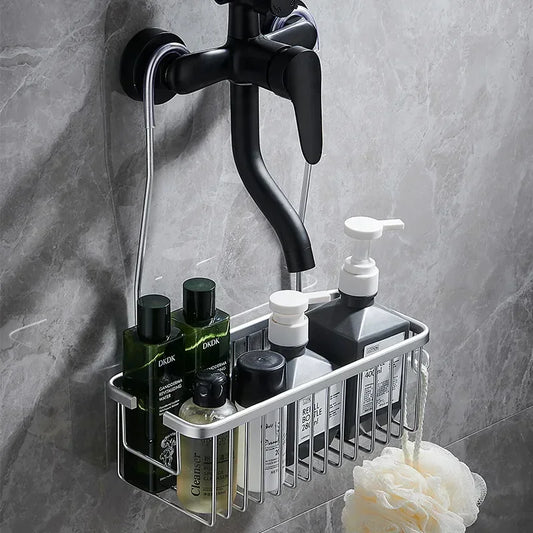 Aluminium Bathroom Shelf Without Drilling, Shower Shelf Shelves Shampoo Holder, Basket Storage Organizer Bathroom Accessories - ZOOMNSTORE