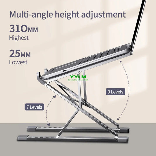 Aluminum Adjustable Laptop Stand - Portable Cooling Holder for MacBook - ZOOMNSTORE