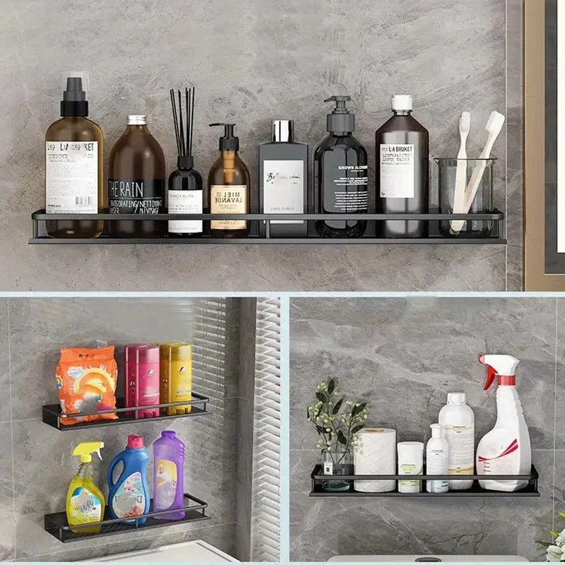 Wall-Mounted Aluminum Bathroom Storage Rack - Cosmetic Organizer - ZOOMNSTORE