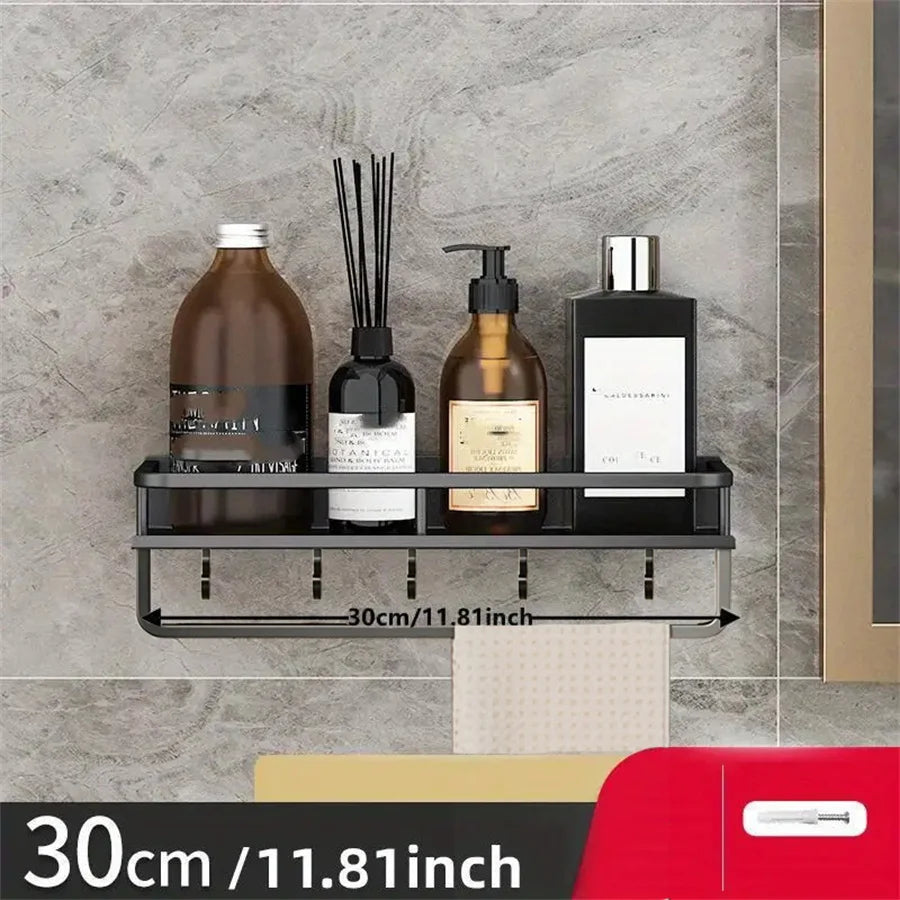 Wall-Mounted Aluminum Bathroom Storage Rack - Cosmetic Organizer - ZOOMNSTORE