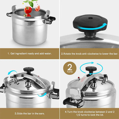 Aluminum Pressure Cooker - 3L4L5L7L Gas Safe Canner with Easy Lock Lid - ZOOMNSTORE