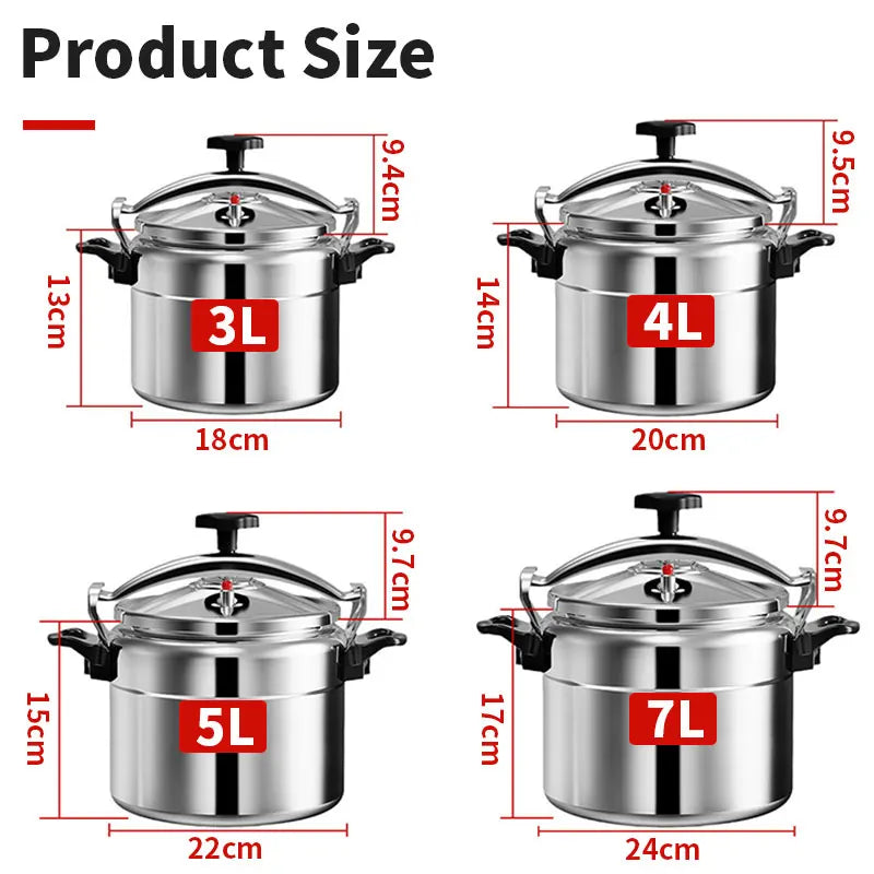 Aluminum Pressure Cooker - 3L4L5L7L Gas Safe Canner with Easy Lock Lid - ZOOMNSTORE