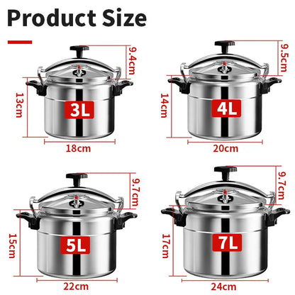 Aluminum Pressure Cooker - 3L4L5L7L Gas Safe Canner with Easy Lock Lid - ZOOMNSTORE