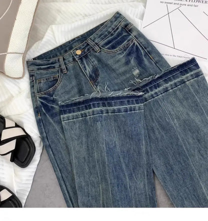 American retro low-waisted jeans female autumn new embroidery old casual fashion temperament slim Joker bell bottoms. - ZOOMNSTORE