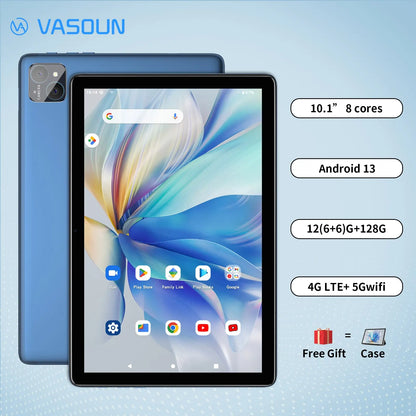 VASOUN 101 Android 14 Tablet - 12GB RAM 128GB Storage Octa-Core Dual SIM 4G WiFi GPS - ZOOMNSTORE