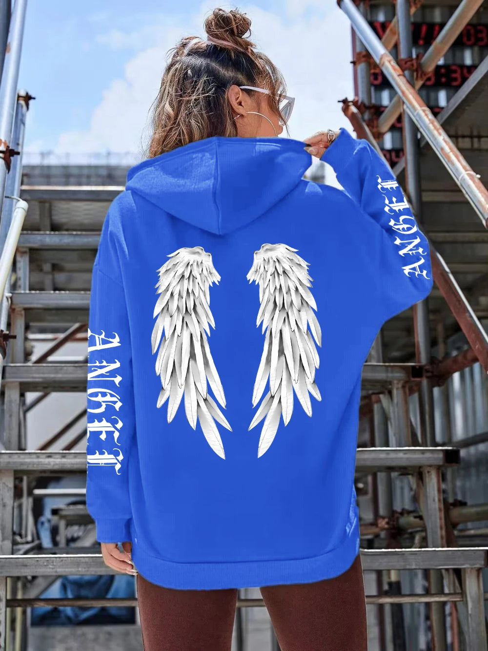 Angel Wings Printed Hoodie - Womens Warm Casual Hoody - ZOOMNSTORE