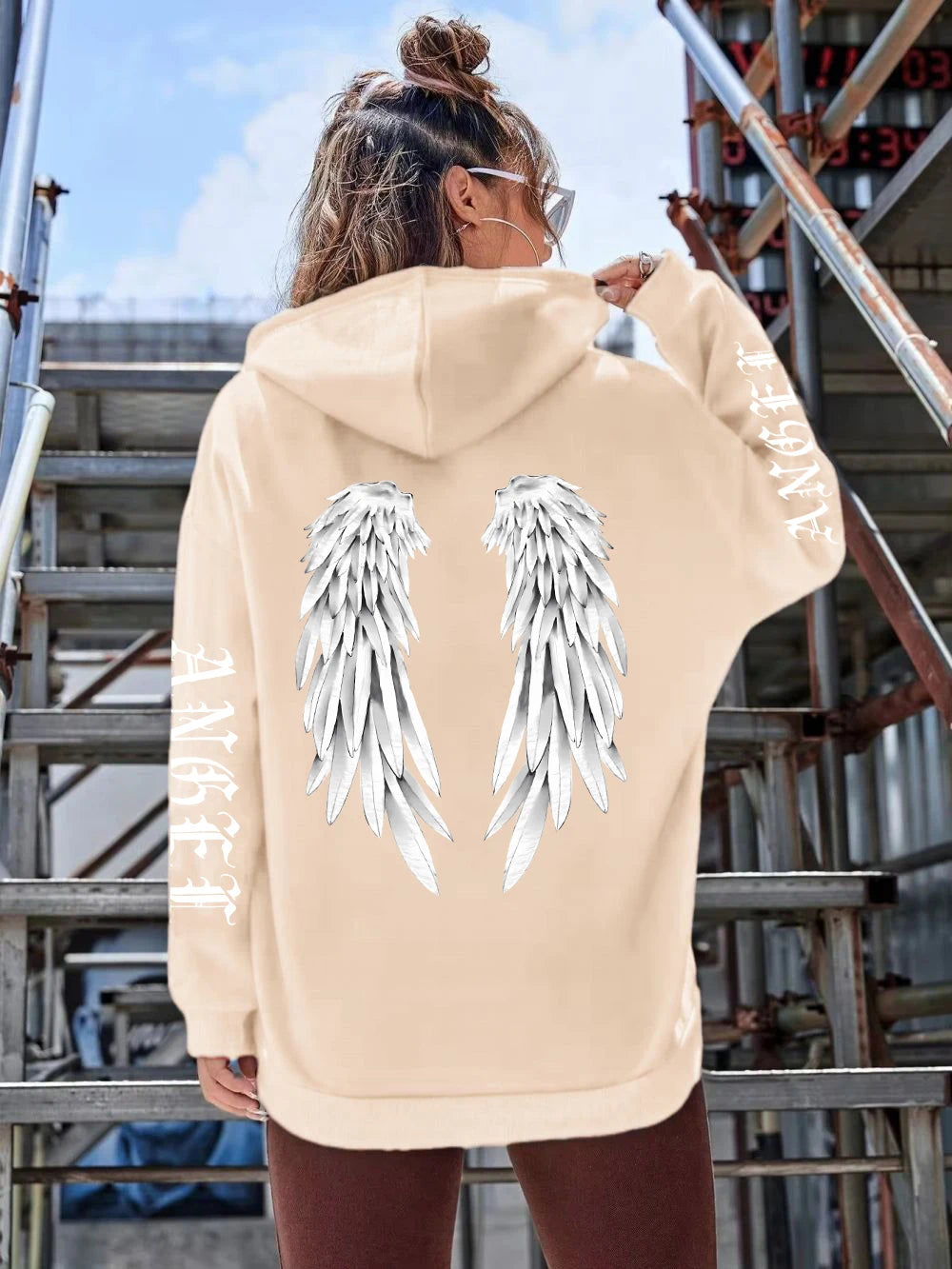 Angel Wings Printed Hoodie - Womens Warm Casual Hoody - ZOOMNSTORE