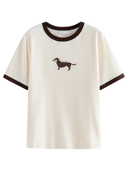 Animal Print Cotton Tee - Womens Short Sleeve Summer T-Shirt - ZOOMNSTORE