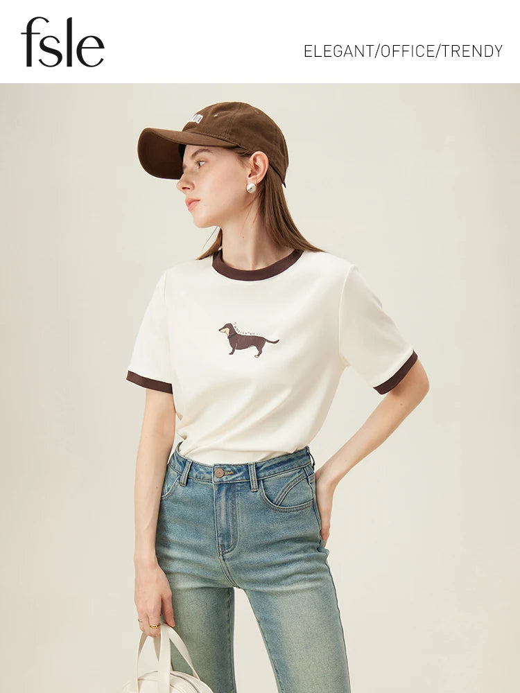 Animal Print Cotton Tee - Womens Short Sleeve Summer T-Shirt - ZOOMNSTORE