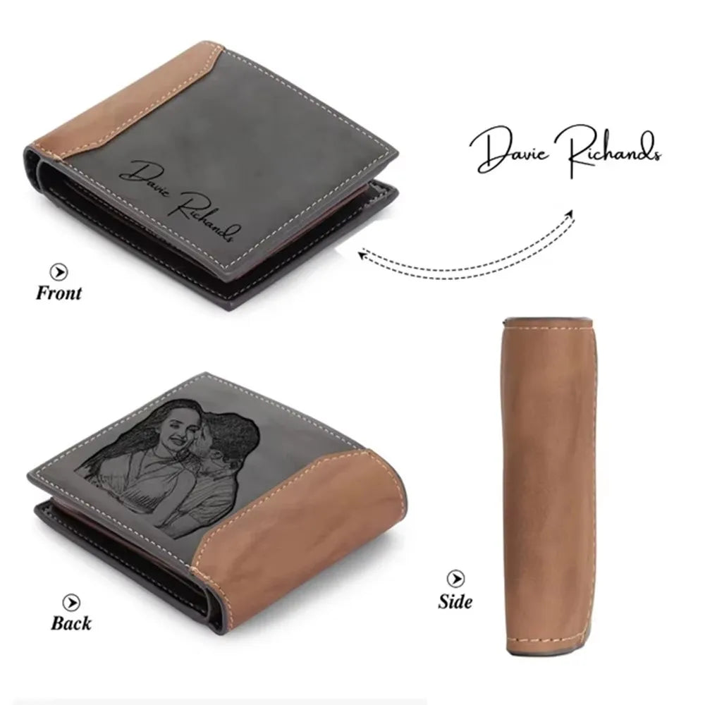 Anniversary Birthday Gifts for Men Gift Custom Name Picture Card Holder Wallet for Husband Father's Day Bifold Wallet - ZOOMNSTORE