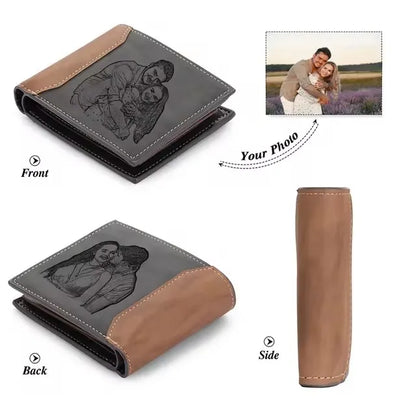 Anniversary Birthday Gifts for Men Gift Custom Name Picture Card Holder Wallet for Husband Father's Day Bifold Wallet - ZOOMNSTORE