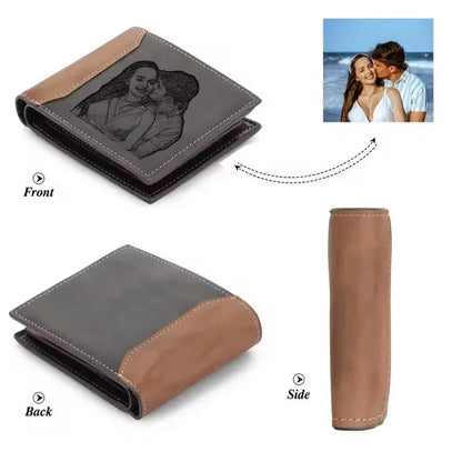 Anniversary Birthday Gifts for Men Gift Custom Name Picture Card Holder Wallet for Husband Father's Day Bifold Wallet - ZOOMNSTORE