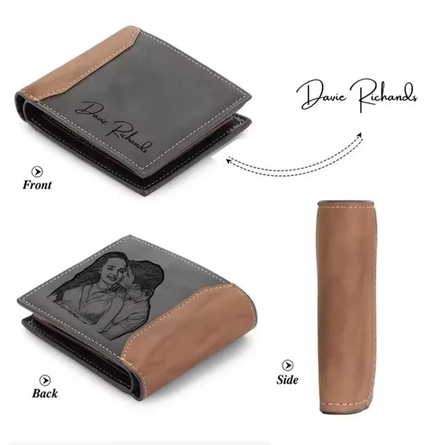 Anniversary Birthday Gifts for Men Gift Custom Name Picture Card Holder Wallet for Husband Father's Day Bifold Wallet - ZOOMNSTORE