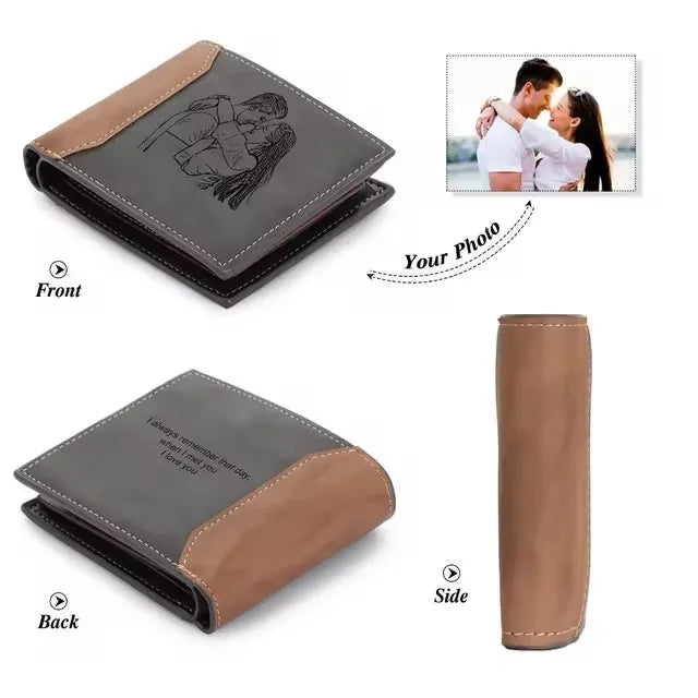 Anniversary Birthday Gifts for Men Gift Custom Name Picture Card Holder Wallet for Husband Father's Day Bifold Wallet - ZOOMNSTORE