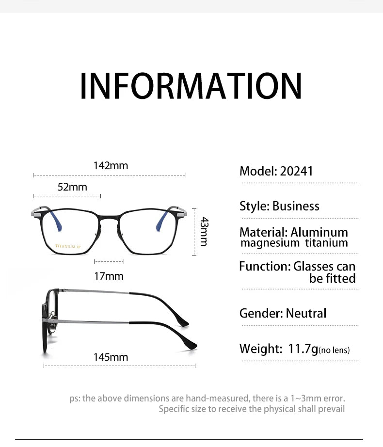 Anti-Blue Light Glasses - Ultra-Light Titanium Business Reading Glasses with CR-39 Lenses - ZOOMNSTORE