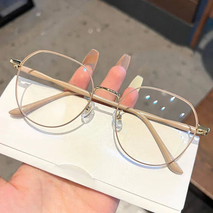 Anti Blue Light Glasses - Women's Clear Polygonal Metal Frame Eyewear - ZOOMNSTORE