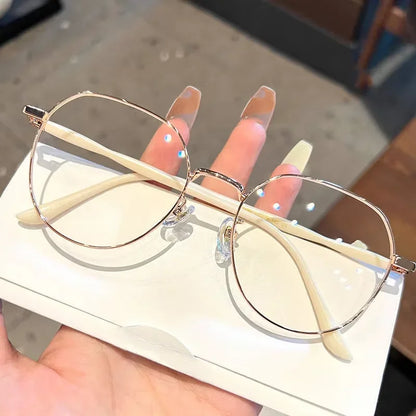 Anti Blue Light Glasses - Women's Clear Polygonal Metal Frame Eyewear - ZOOMNSTORE