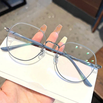 Anti Blue Light Glasses - Women's Clear Polygonal Metal Frame Eyewear - ZOOMNSTORE