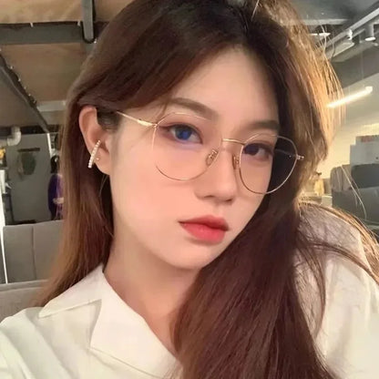 Anti Blue Light Glasses - Women's Clear Polygonal Metal Frame Eyewear - ZOOMNSTORE