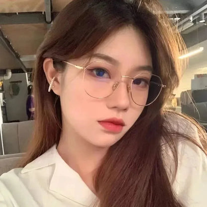 Anti Blue Light Glasses - Women's Clear Polygonal Metal Frame Eyewear - ZOOMNSTORE