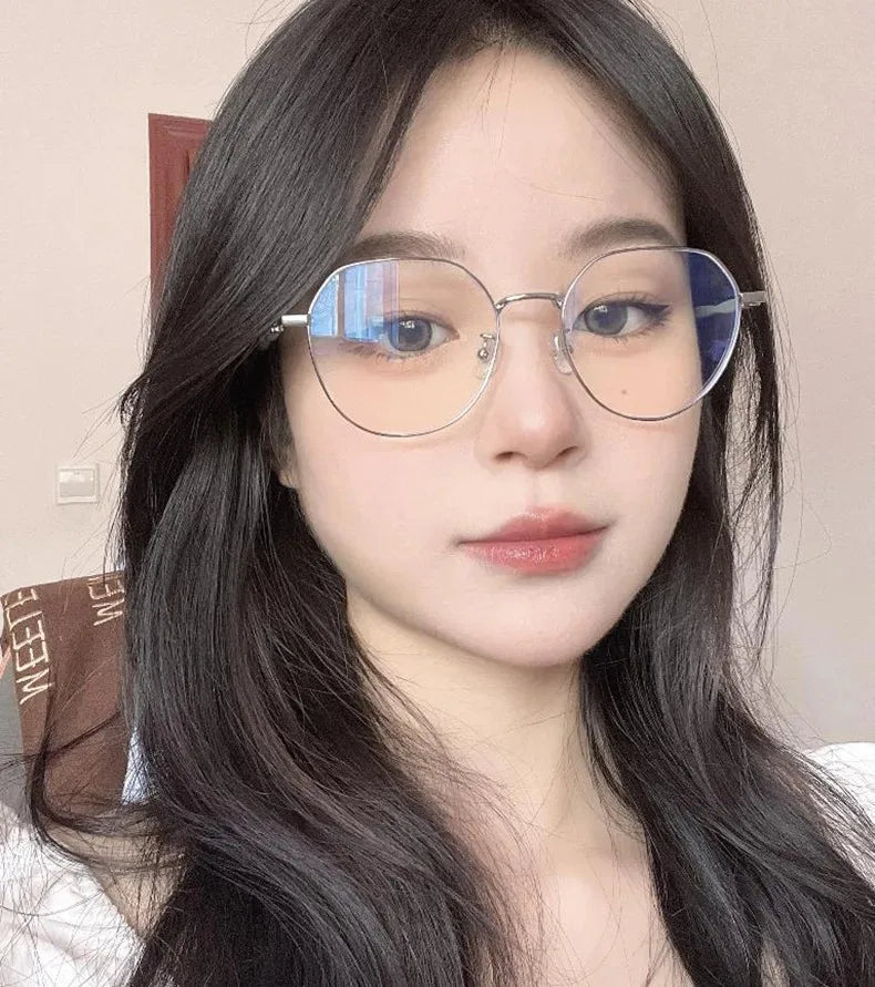 Anti Blue Light Glasses - Women's Clear Polygonal Metal Frame Eyewear - ZOOMNSTORE