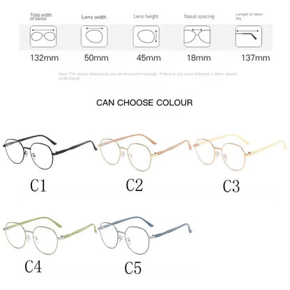 Anti Blue Light Glasses - Women's Clear Polygonal Metal Frame Eyewear - ZOOMNSTORE