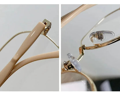 Anti Blue Light Glasses - Women's Clear Polygonal Metal Frame Eyewear - ZOOMNSTORE