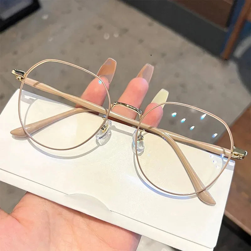 Anti Blue Light Glasses - Women's Clear Polygonal Metal Frame Eyewear - ZOOMNSTORE