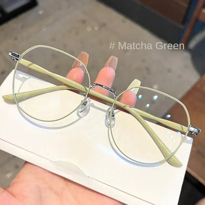Anti Blue Light Glasses - Women's Clear Polygonal Metal Frame Eyewear - ZOOMNSTORE