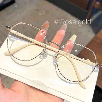 Anti Blue Light Glasses - Women's Clear Polygonal Metal Frame Eyewear - ZOOMNSTORE