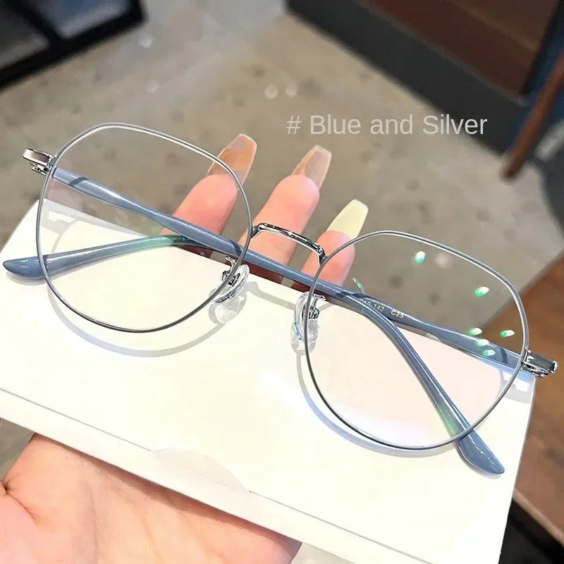 Anti Blue Light Glasses - Women's Clear Polygonal Metal Frame Eyewear - ZOOMNSTORE