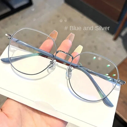 Anti Blue Light Glasses - Women's Clear Polygonal Metal Frame Eyewear - ZOOMNSTORE