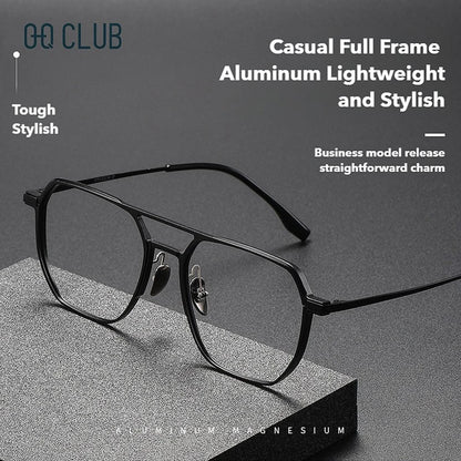 Anti-Blue Light Reading Glasses - Large Frame Aluminum Frame Eyewear With Custom Prescription Lenses - ZOOMNSTORE
