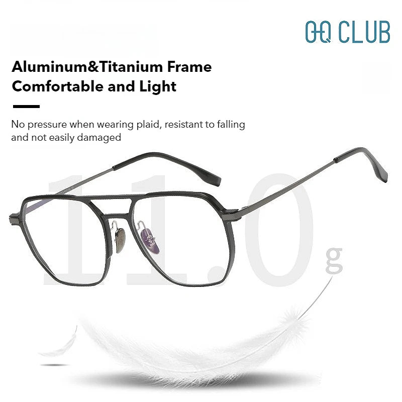 Anti-Blue Light Reading Glasses - Large Frame Aluminum Frame Eyewear With Custom Prescription Lenses - ZOOMNSTORE