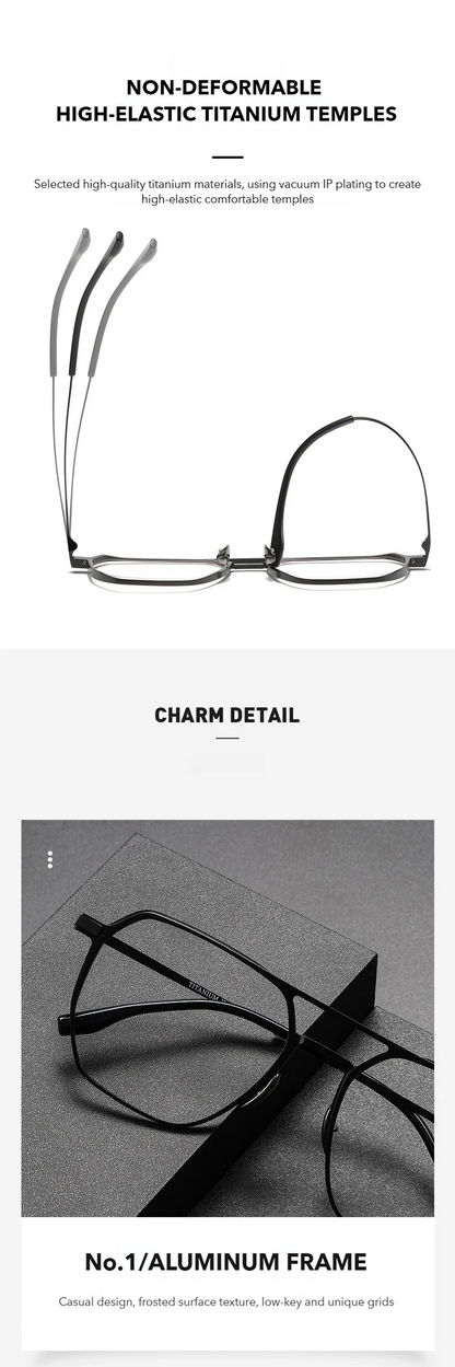 Anti-Blue Light Reading Glasses - Large Frame Aluminum Frame Eyewear With Custom Prescription Lenses - ZOOMNSTORE