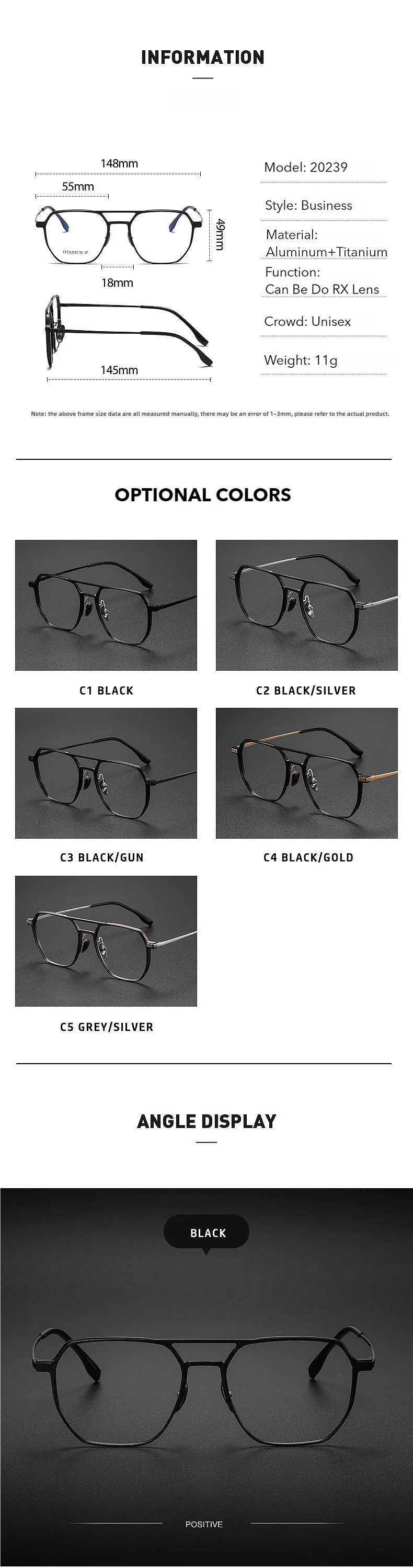 Anti-Blue Light Reading Glasses - Large Frame Aluminum Frame Eyewear With Custom Prescription Lenses - ZOOMNSTORE