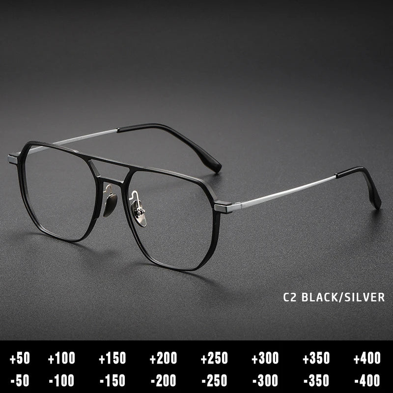 Anti-Blue Light Reading Glasses - Large Frame Aluminum Frame Eyewear With Custom Prescription Lenses - ZOOMNSTORE