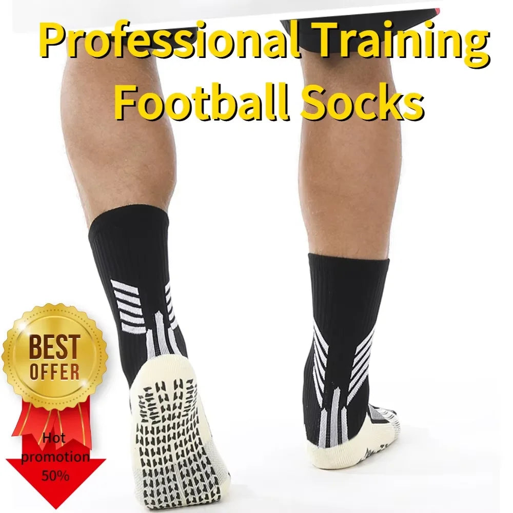 Anti Slip Football Socks - Professional Soccer Grip Medium Tube Cotton Socks For Men & Children - ZOOMNSTORE