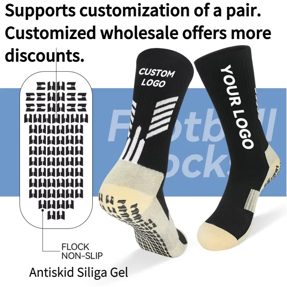 Anti Slip Football Socks - Professional Soccer Grip Medium Tube Cotton Socks For Men & Children - ZOOMNSTORE