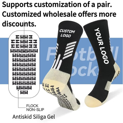 Anti Slip Football Socks - Professional Soccer Grip Medium Tube Cotton Socks For Men & Children - ZOOMNSTORE
