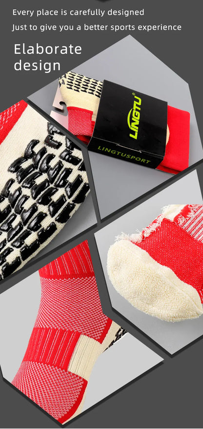 Anti Slip Football Socks - Professional Soccer Grip Medium Tube Cotton Socks For Men & Children - ZOOMNSTORE