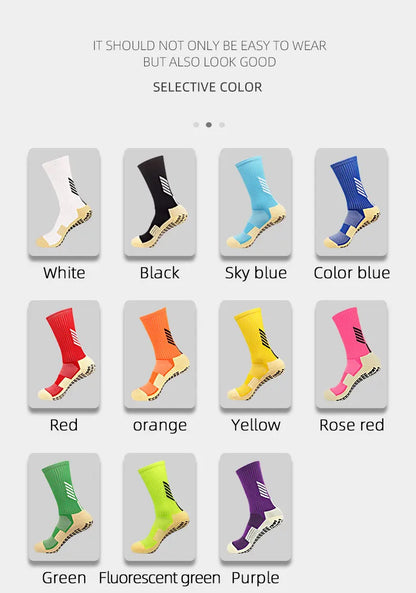 Anti Slip Football Socks - Professional Soccer Grip Medium Tube Cotton Socks For Men & Children - ZOOMNSTORE