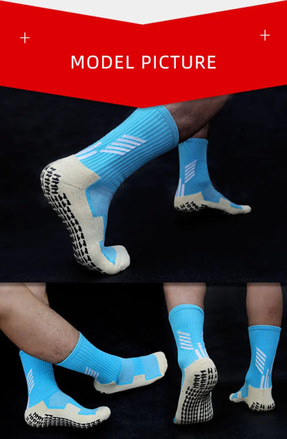 Anti Slip Football Socks - Professional Soccer Grip Medium Tube Cotton Socks For Men & Children - ZOOMNSTORE