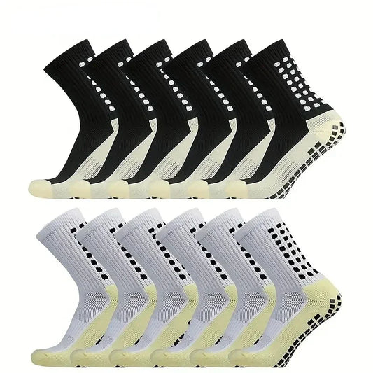 Anti Slip Soccer Socks - Breathable Outdoor Sport Grip Cotton Spandex Crew Socks - ZOOMNSTORE
