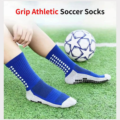 Anti Slip Soccer Socks - Breathable Outdoor Sport Grip Cotton Spandex Crew Socks - ZOOMNSTORE