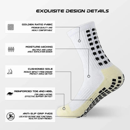 Anti Slip Soccer Socks - Breathable Outdoor Sport Grip Cotton Spandex Crew Socks - ZOOMNSTORE