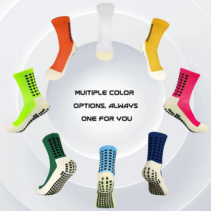 Anti Slip Soccer Socks - Breathable Outdoor Sport Grip Cotton Spandex Crew Socks - ZOOMNSTORE