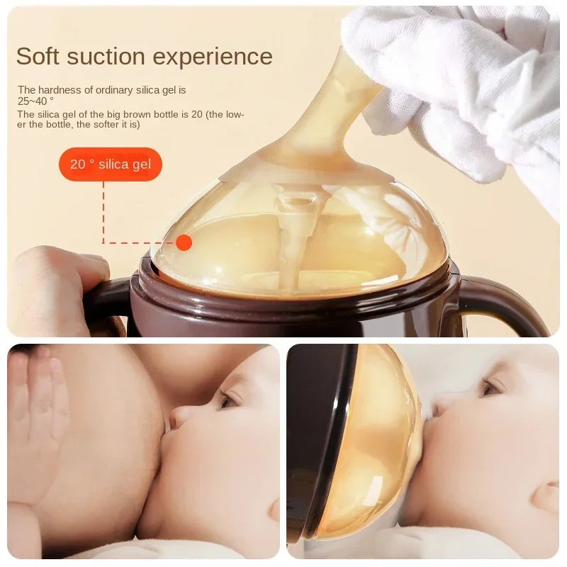 Baby Bottle 250/150ml Silver Nanoparticle Antibacterial Baby Silicone Bottle Baby Weaning Anti Suffocation Nipple Bottle - ZOOMNSTORE